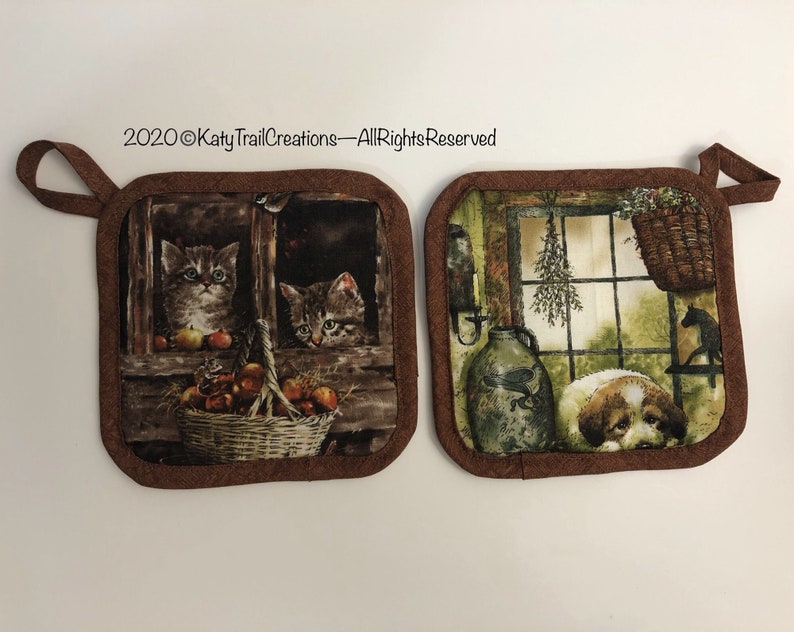 KatyTrailCreations Kittens and Puppy Potholder - Thumbnail 2