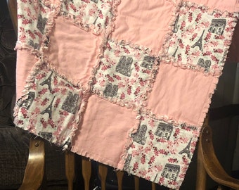 Baby Rag Quilt, Flannel Rag Quilt, Springtime Baby