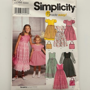 9497 Simplicity, Child Size 3,4,5&6, Complete, Dress in 6 Ways, Includes Purse Option