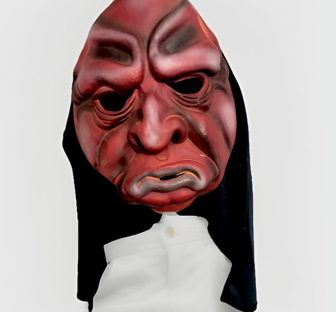 Vtg Scary Halloween Mask Creepy Guy Fun World Easter Unlimited Maroon ...