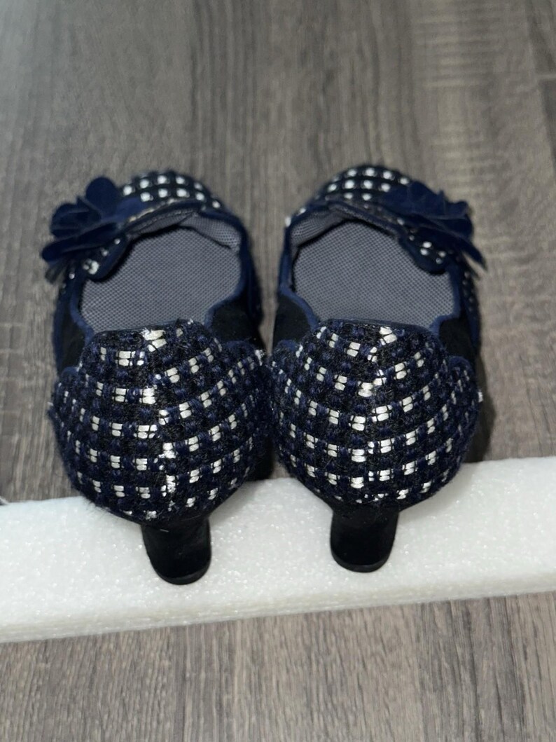 Ruby Shoo Pumps Blue and White - Tweed & Velvet With Beautiful Flower ...