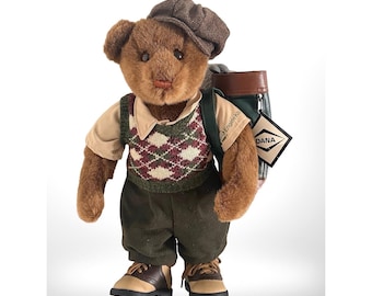 NAPA Motor Kits Dana Golf Teddybär Plüsch Argyle Weste Golftasche 18 Zoll