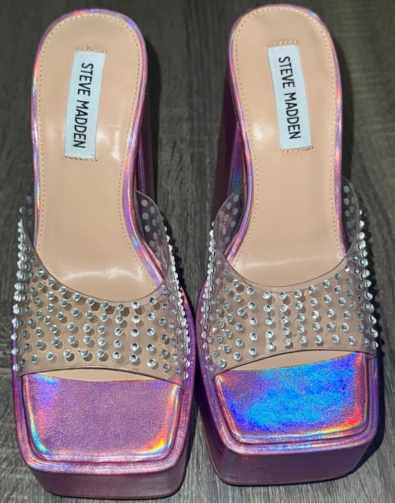 Steve Madden Ruby Pink iridescent platform sandal… - image 15
