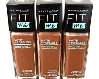 Base Maybelline Fit Me Matte Poreless 365 Nutmeg, lote com 3 frascos de 30ml.