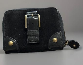 J CREW Suede & Patent Leather y2k Studded Zipper Close Petite Coin  Card Wallet