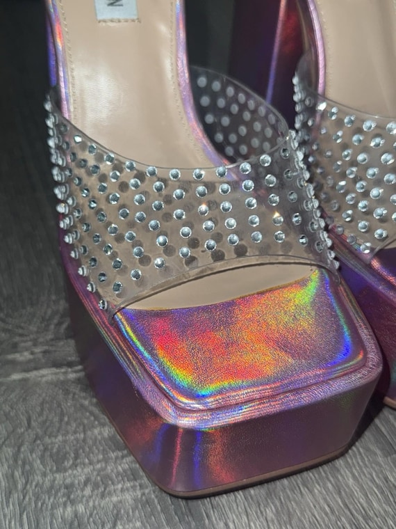 Steve Madden Ruby Pink iridescent platform sandal… - image 8