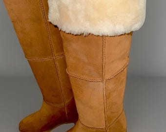 Ugg Classic Femme Chestnut Wedge Tall Boots Over the Knee Suede