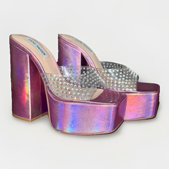 Steve Madden Ruby Pink iridescent platform sandal… - image 2