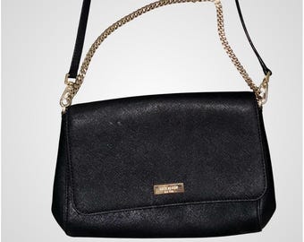 Retro Kate Spade New York Black Leather Purse Shoulder Chain or Crossbody