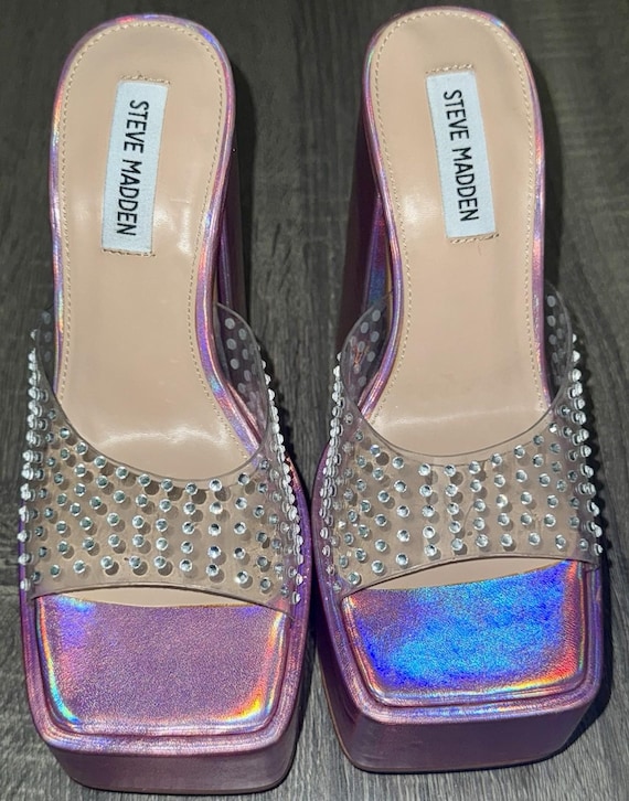 Steve Madden Ruby Pink iridescent platform sandal… - image 7