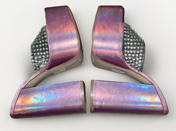 Steve Madden Ruby Pink iridescent platform sandal… - image 4