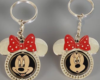 Disney Parks Minnie Mouse Spinning Keychain - Silver-Tone Collectible
