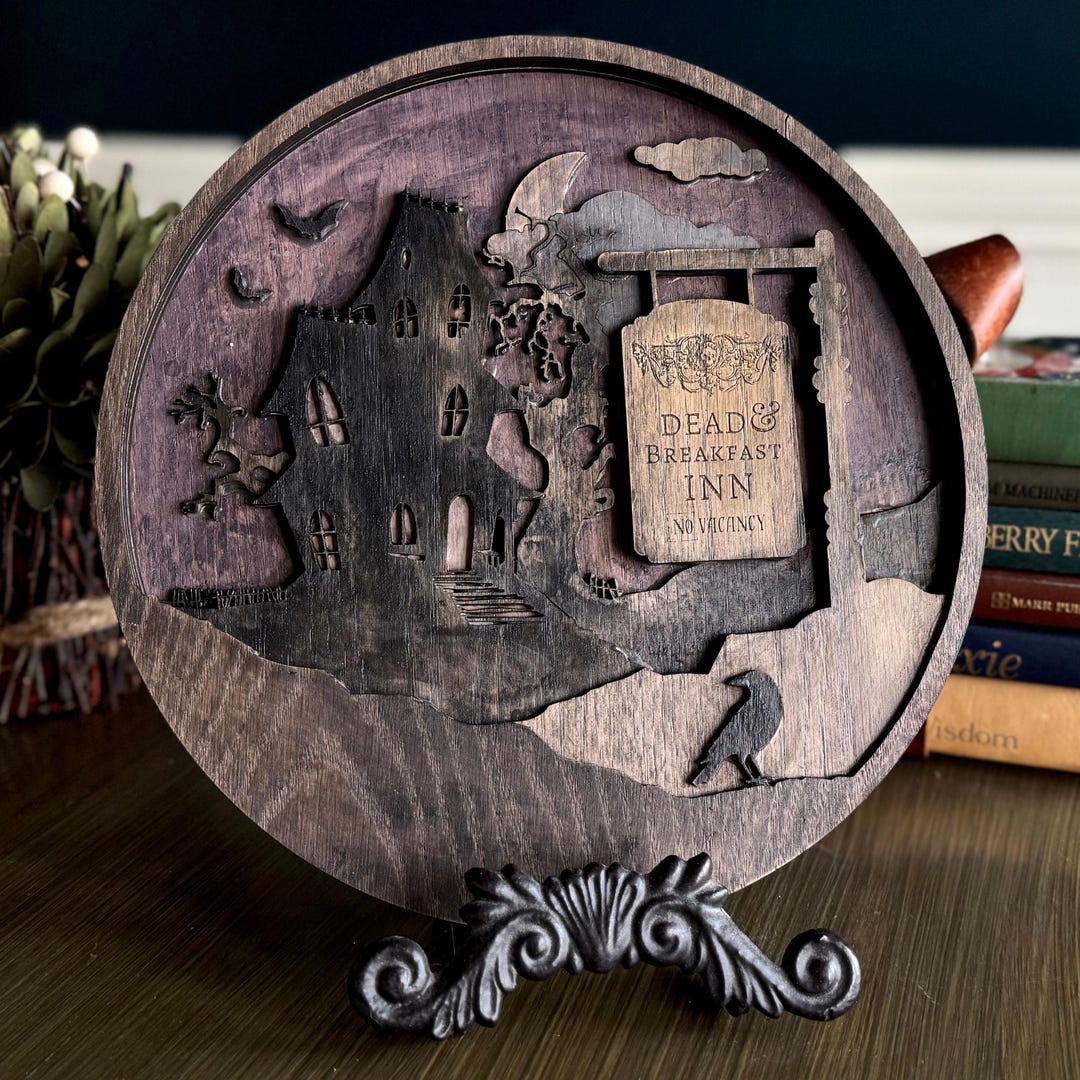 Haunted House Halloween Sign Spooky Wood Wall Art Gothic Decor Layered ...