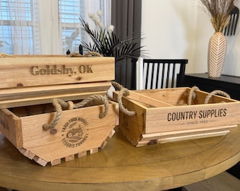 Personalized Cedar Garden Harvest Basket, Cedar Basket, Personalized Basket