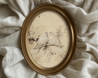 Vintage Dove Sketch Print: Cottagecore Bird Art (Digital Download)