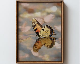 Vintage Butterfly Art Print: Farmhouse and Cottage Wall Decor (Digital Download)