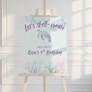 Under the Sea Birthday Welcome Sign: Girl&#39;s Ocean Party, Editable Canva Template (Digital Download 18x24&quot;)