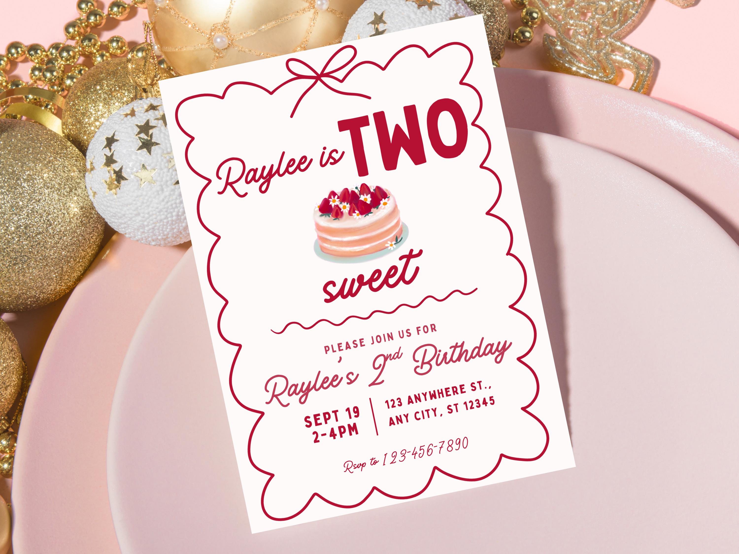 Two Birthday Invite Editable Two Sweet Second Birthday Invitation Template | 5x7 Printable ...