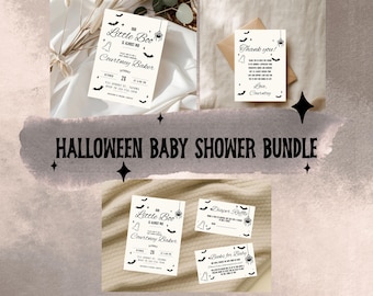 Halloween Baby Shower Invitation Bundle: Editable Canva Template (Digital Download)