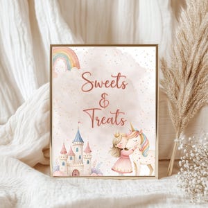 Editable Unicorn Birthday Signs, Four Ever Party Decor Girl, Pastel Rainbow Custom Canva Sign Template, 8x10 Printable Poster FM25