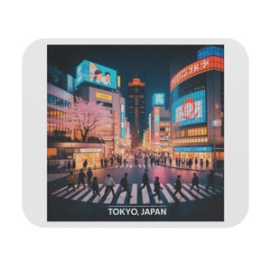 Tokyo Japan Mouse Pad, Cityscape, Aesthetic Office Decor, Gifts for Travelers, Modern Desk Accessories, Geeky Gifts