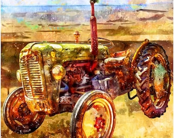 Printable TRACTOR WALL ART - Farmer, Eating Local, Digital Download, EvisionArts