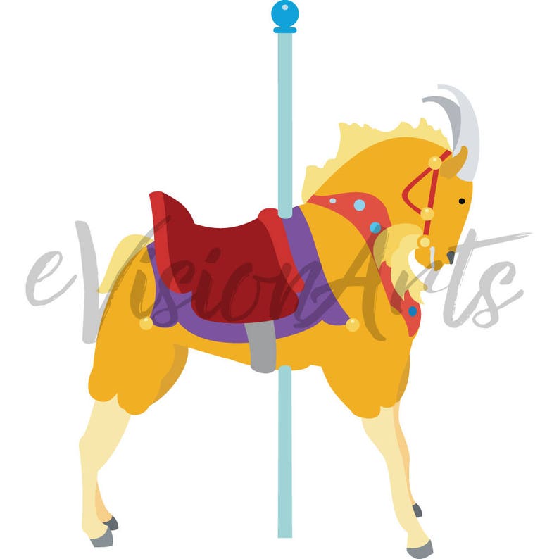 Printable CAROUSEL CLIP ART Kangaroo, Cat, Goat, Tiger, Horse, Digital Download, EvisionArts image 3