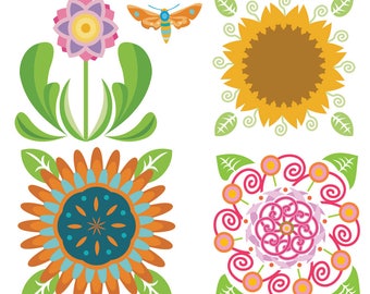 Printable FLOWER CLIP ART - Spring, Summer, Garden, Digital Download, EvisionArts