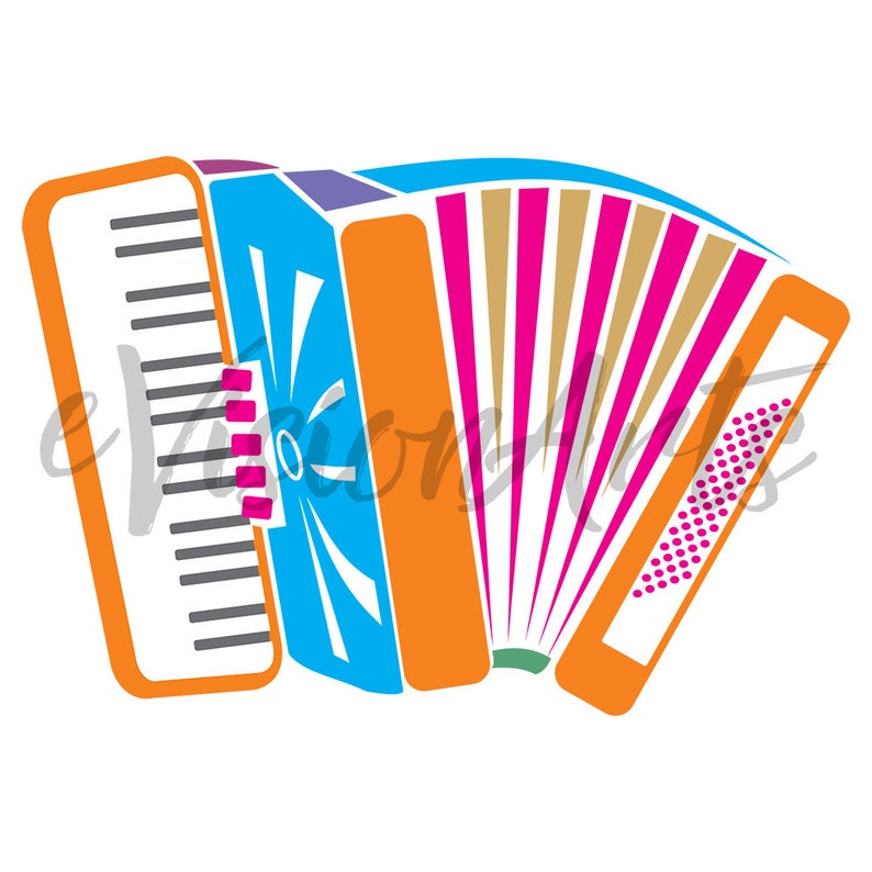 Printable MUSIC CLIP ART Piano, Tuba, Cello, Accordion, Xylophone, Conductor, Digital Download, EvisionArts image 2