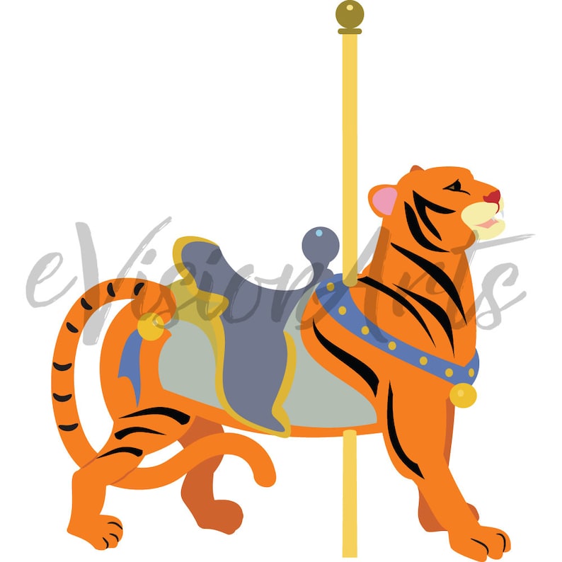 Printable CAROUSEL CLIP ART Kangaroo, Cat, Goat, Tiger, Horse, Digital Download, EvisionArts image 6