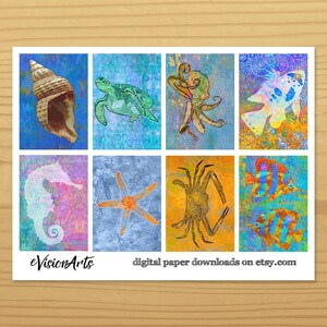 Printable BEACH GIFT TAGS - Shell, Turtle, Crab, Fish, Seahorse, Starfish, Digital Download, EvisionArts