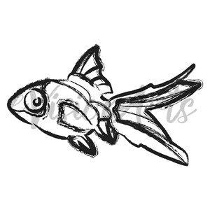 Printable FISH CLIP ART starfish, seahorse, black and white, fish, Digital Download, EvisionArts image 4