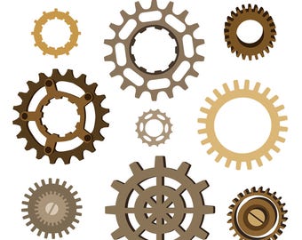 Clip ART IMprimable GEAR - Steampunk, Machines, Téléchargement numérique, EvisionArts