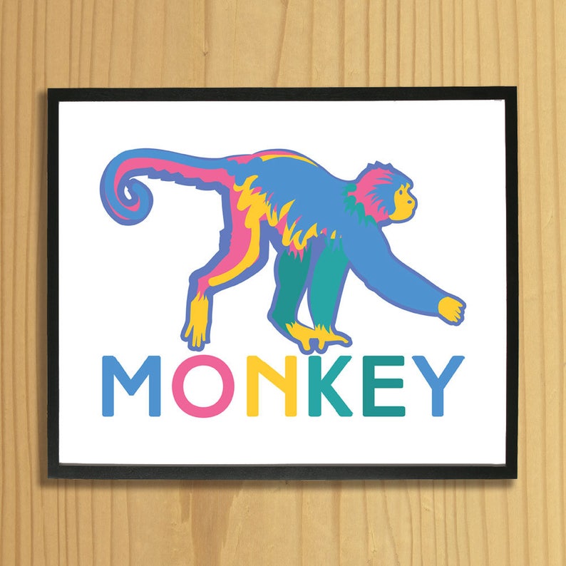 Printable MONKEY WALL ART Digital Download Evisionarts Etsy