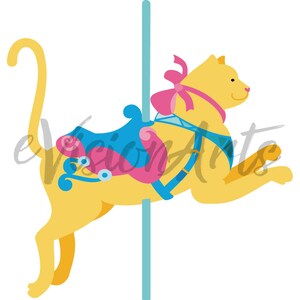 Printable CAROUSEL CLIP ART Kangaroo, Cat, Goat, Tiger, Horse, Digital Download, EvisionArts image 2