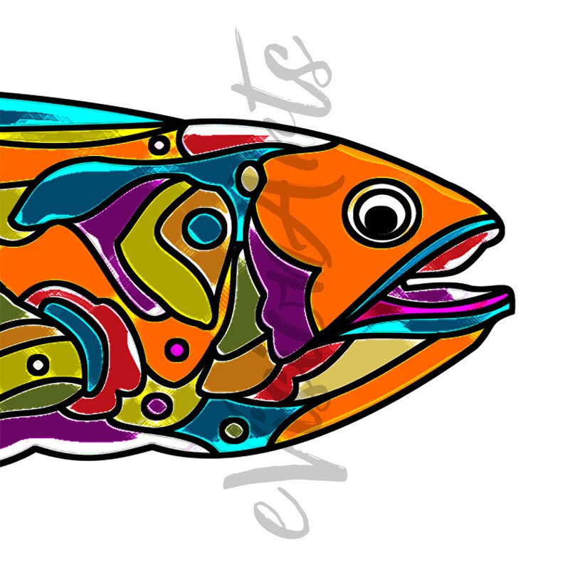 Printable FISH WALL ART Three Colorful Fish Digital Etsy
