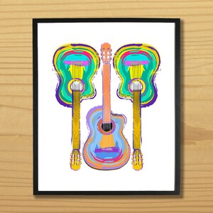 Printable GUITAR WALL ART, Digital Download, EvisionArts