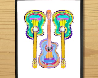 Printable GUITAR WALL ART, Digital Download, EvisionArts