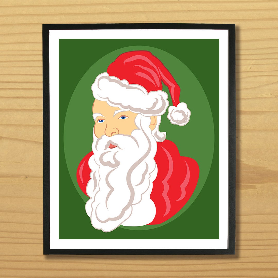 Printable SANTA WALL ART Christmas Holiday Digital Etsy
