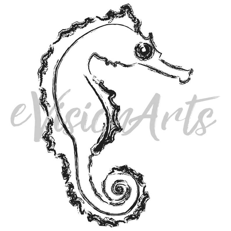 Printable FISH CLIP ART starfish, seahorse, black and white, fish, Digital Download, EvisionArts image 5
