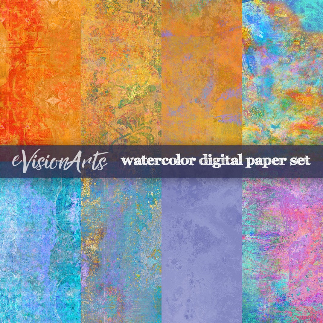 Printable WATERCOLOR SCRAPBOOK PAPER Digital Download Etsy