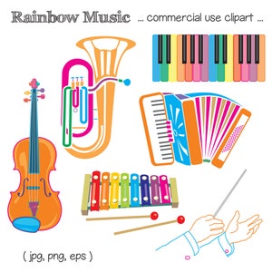 Afdrukbare MUZIEK CLIP ART Piano, Tuba, Cello, Accordeon, Xylofoon, Dirigent, Digital Download, EvisionArts afbeelding 1