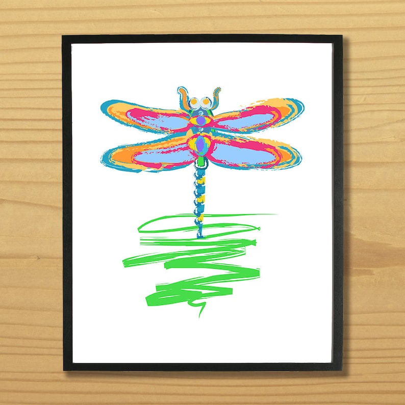 Dragonfly Wall Art Dragon Fly Print Bug Insect Watercolor Cute Critter Digital