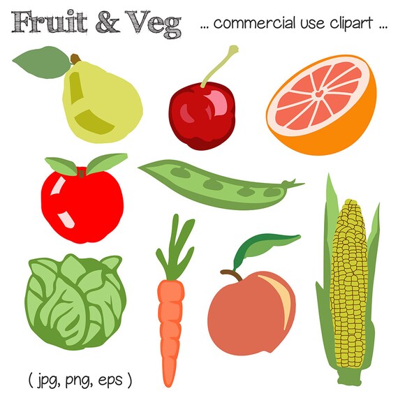 Food Clipart Fruit Clipart Vegetable Clipart Garden Etsy