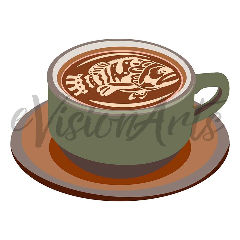 Printable COFFEE CLIP ART Latte, Digital Download, EvisionArts image 3