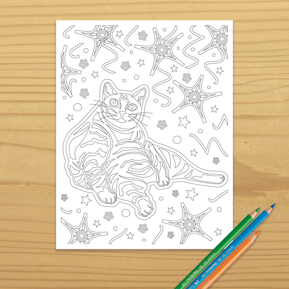 Printable CAT COLORING PAGE, Digital Download, Evisionarts - Etsy