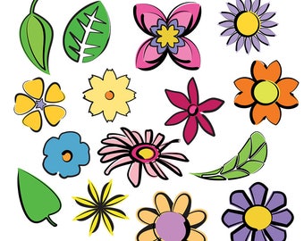 Printable FLOWER CLIP ART, Digital Download, EvisionArts