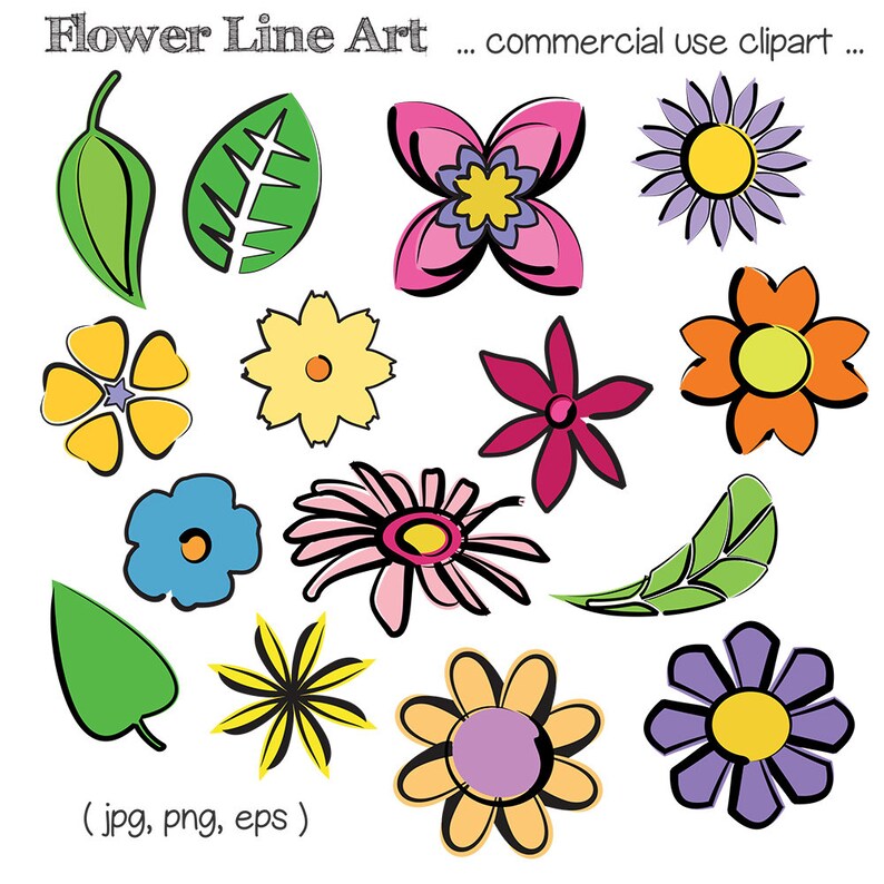 Printable FLOWER CLIP ART, Digital Download, Evisionarts - Etsy