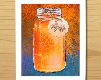 Printable Honey BEE WALL ART, Digital Download, EvisionArts