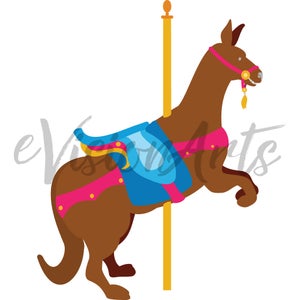 Printable CAROUSEL CLIP ART Kangaroo, Cat, Goat, Tiger, Horse, Digital Download, EvisionArts image 5